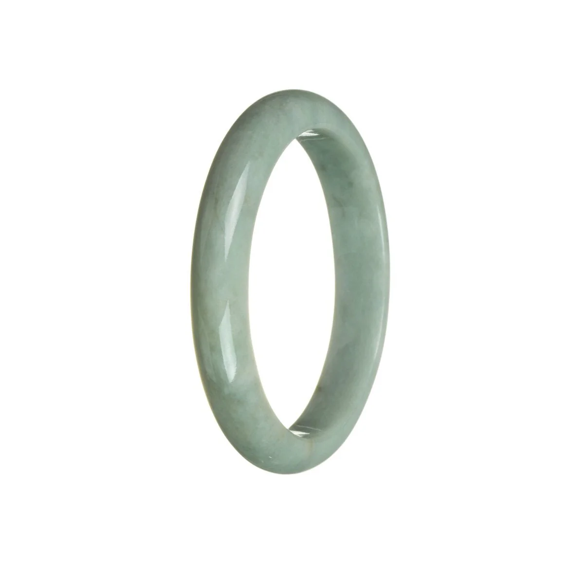 Genuine Natural Bluish Green Burmese Jade Bangle Bracelet - 59mm Half Moon