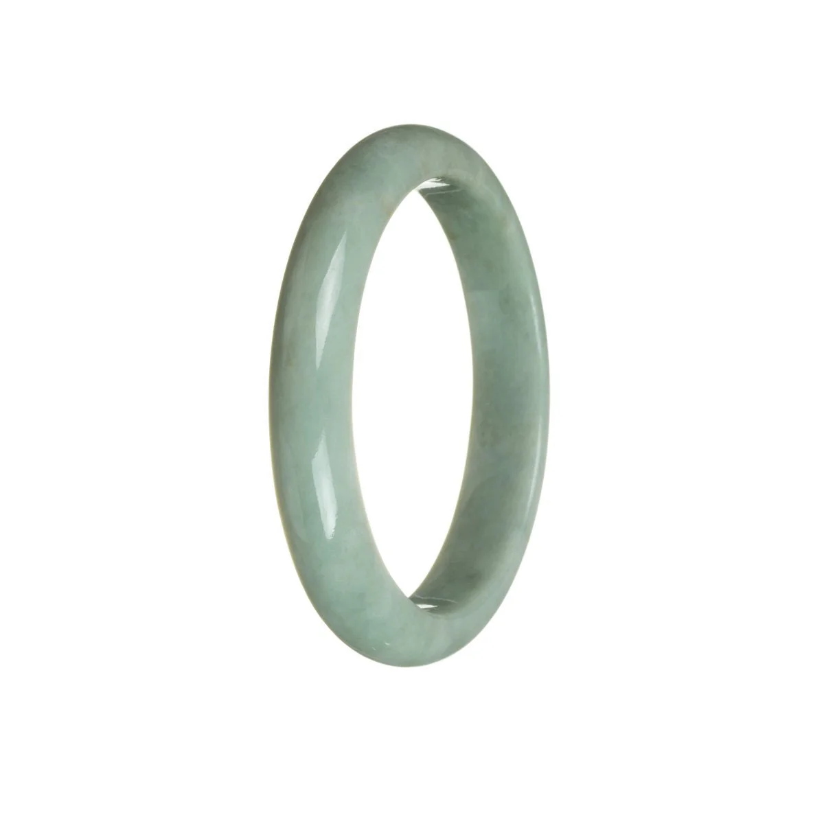 Genuine Natural Bluish Green Burmese Jade Bangle Bracelet - 59mm Half Moon - Image 3