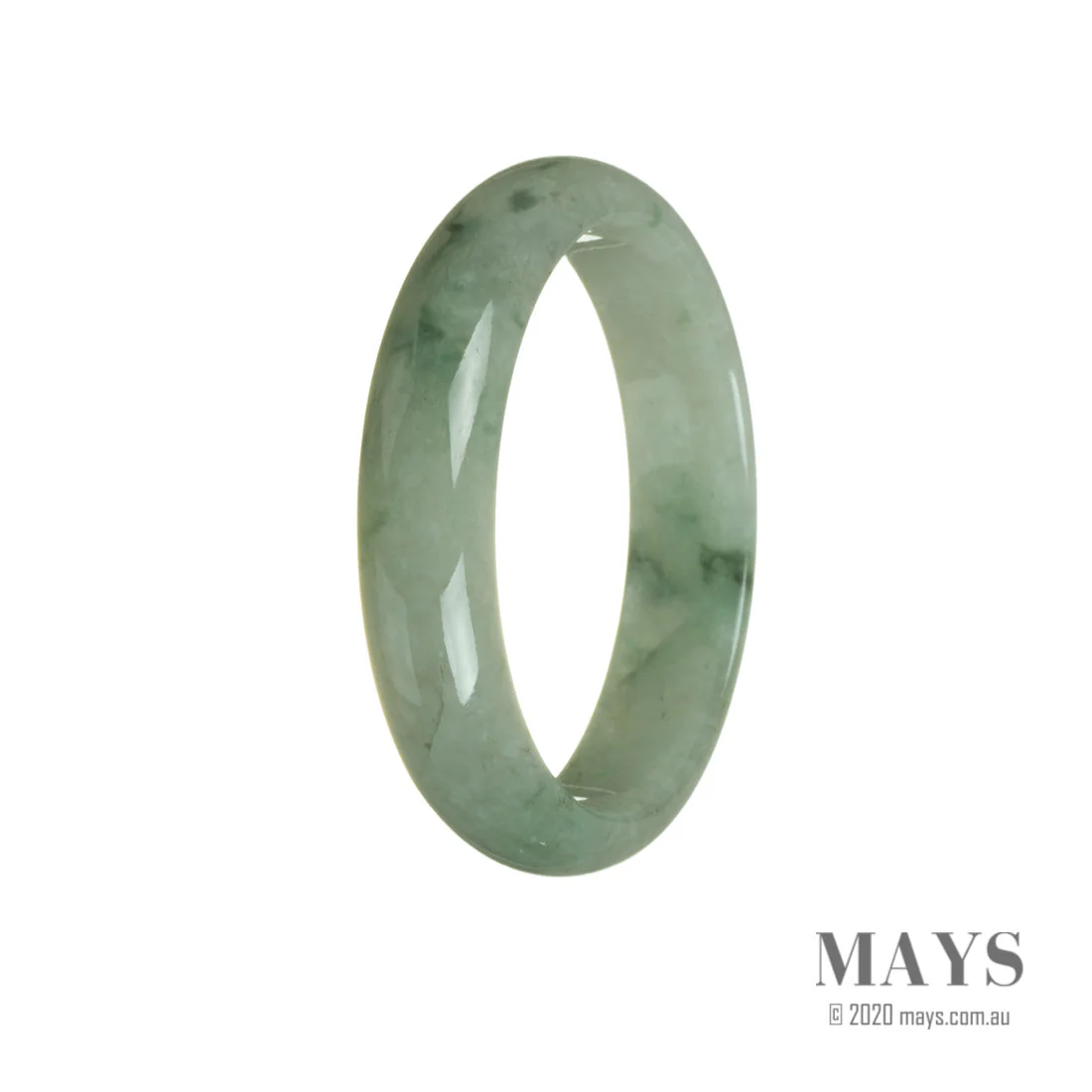 Genuine Grade A Green Traditional Jade Bangle - 59mm Half Moon