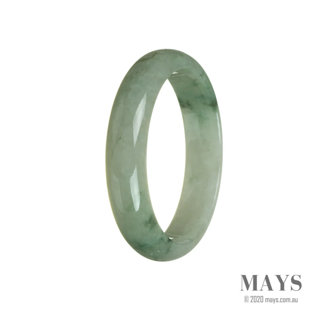 Genuine Grade A Green Traditional Jade Bangle - 59mm Half Moon - Image 2