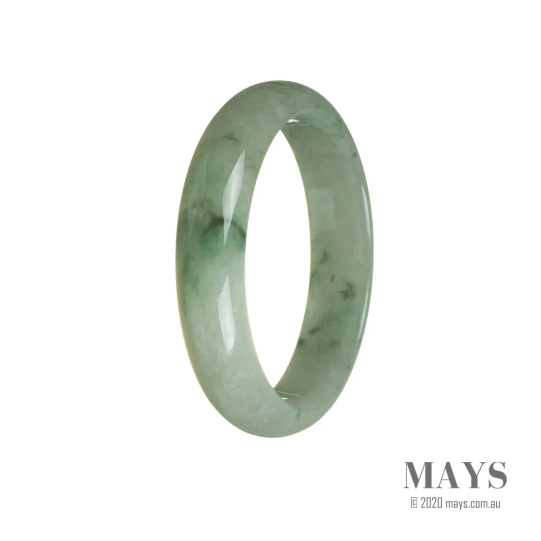 Genuine Grade A Green Traditional Jade Bangle - 59mm Half Moon - Image 3