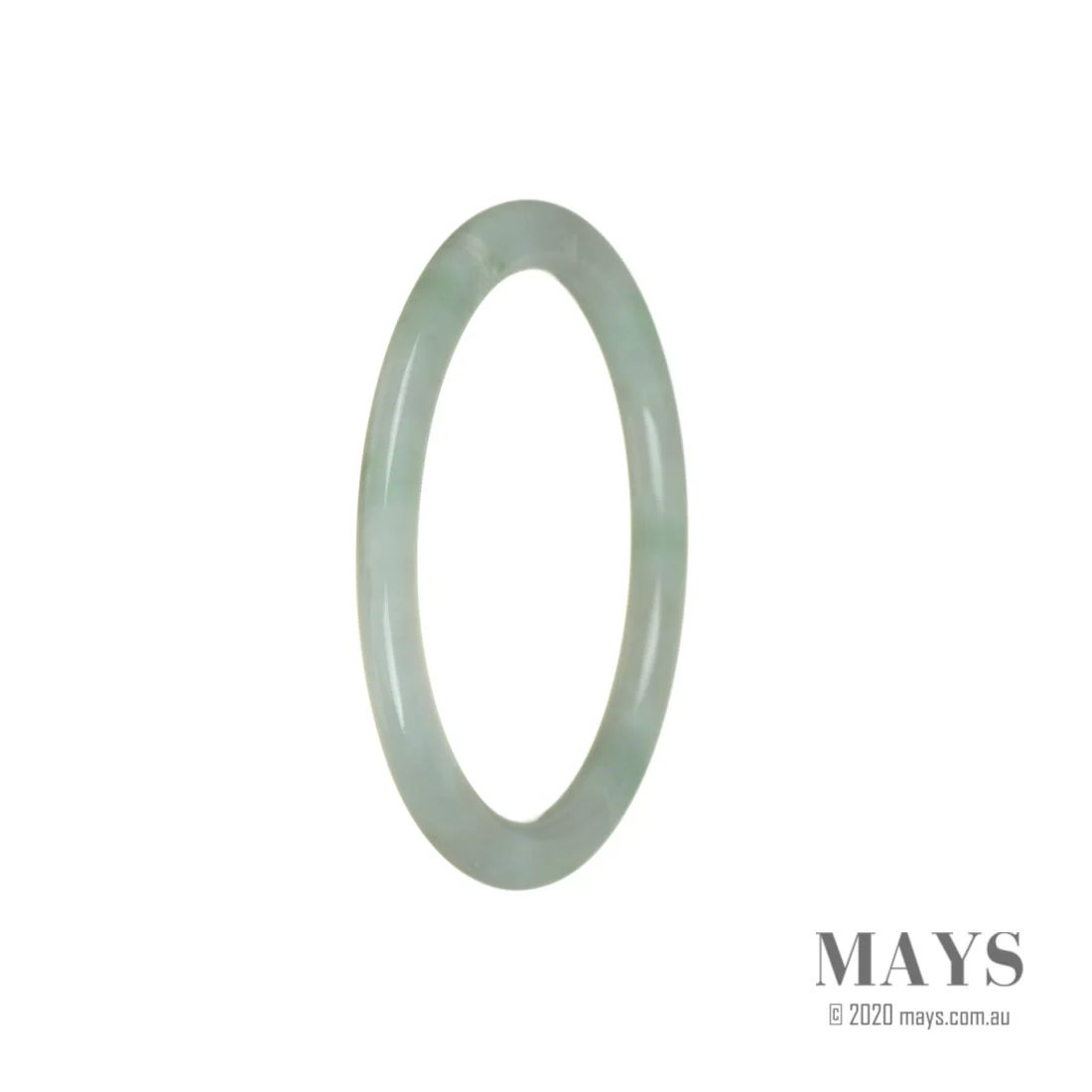 Genuine Grade A White Burma Jade Bracelet - 56mm Thin