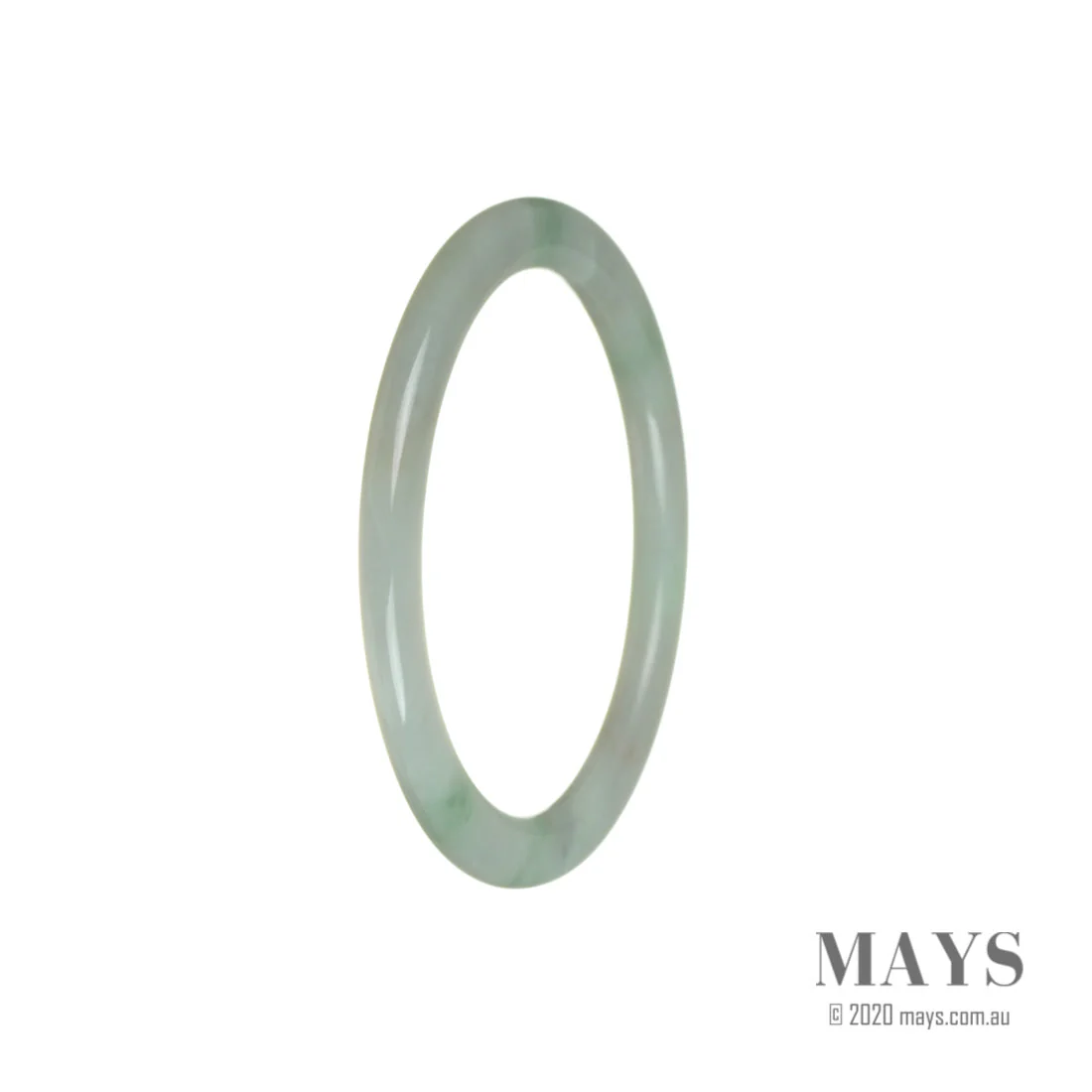 Genuine Grade A White Burma Jade Bracelet - 56mm Thin - Image 2