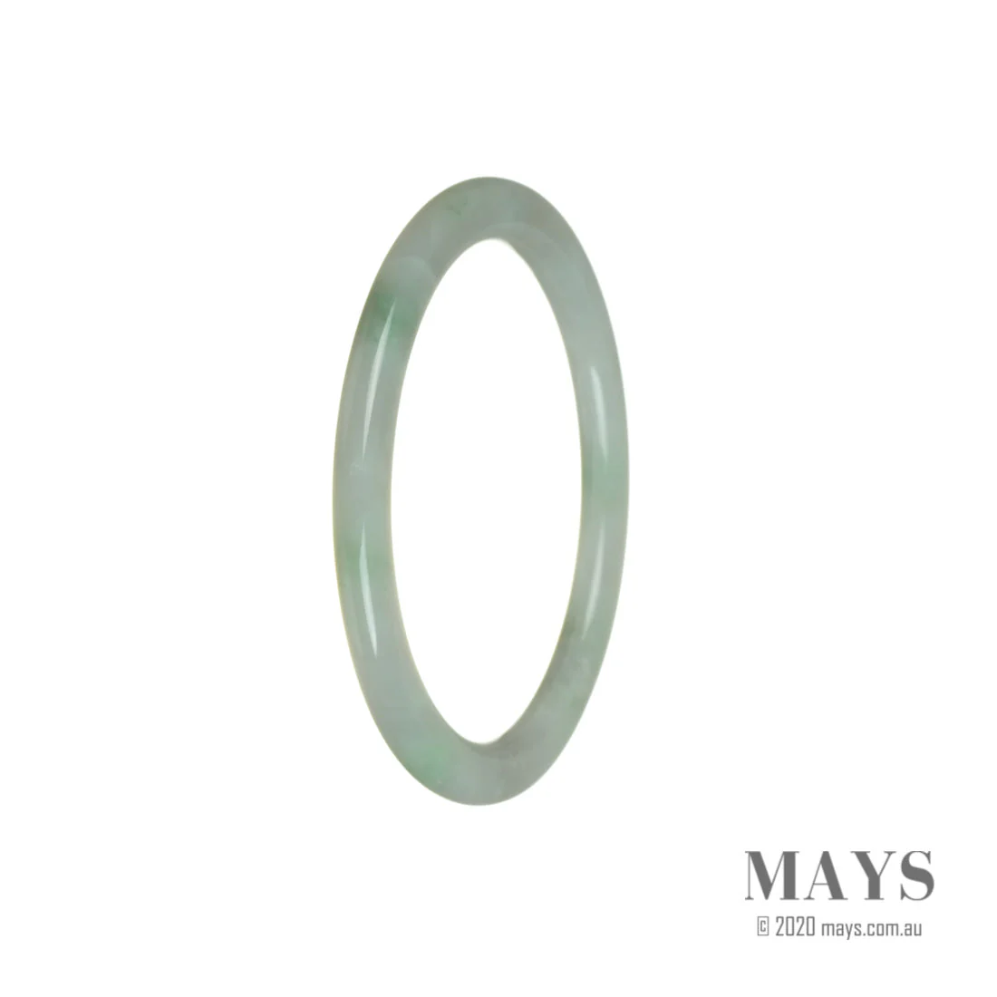 Genuine Grade A White Burma Jade Bracelet - 56mm Thin - Image 3