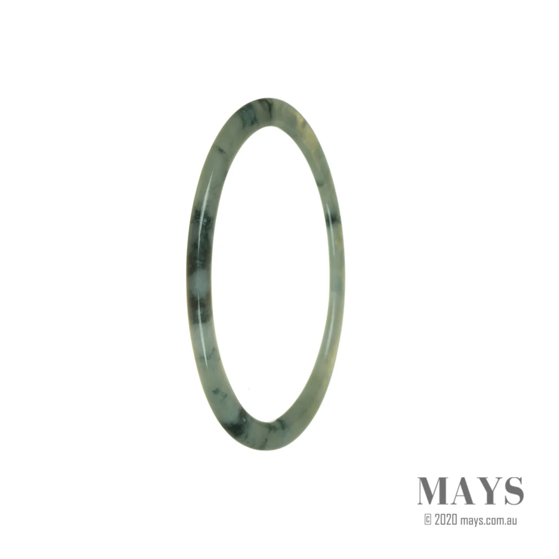 Genuine Type A Flower Burmese Jade Bangle Bracelet - 59mm Thin