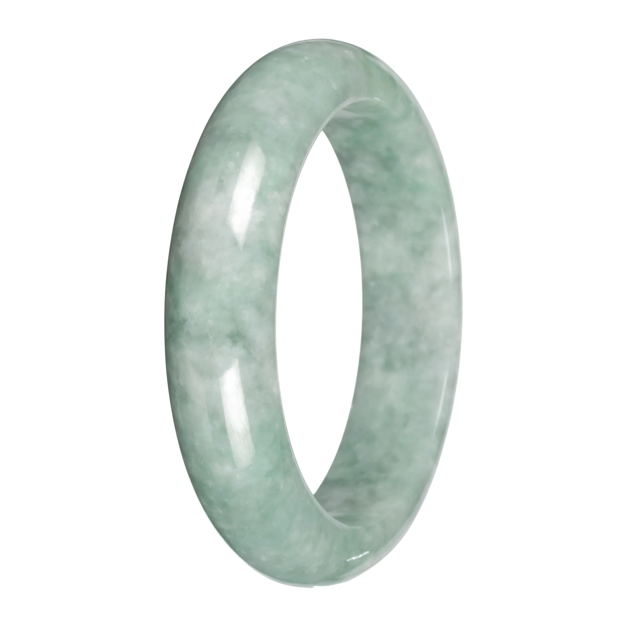 Grade A Green Burmese Jade Bangle - 58mm Half Moon - Image 2