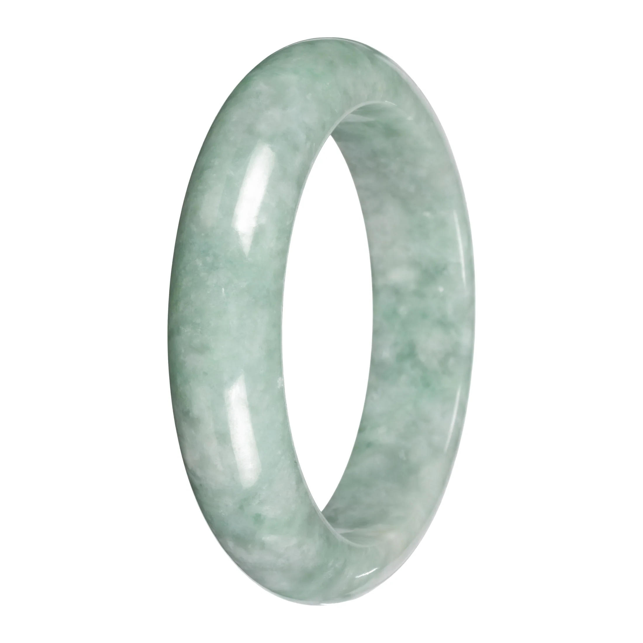 Grade A Green Burmese Jade Bangle - 58mm Half Moon - Image 3