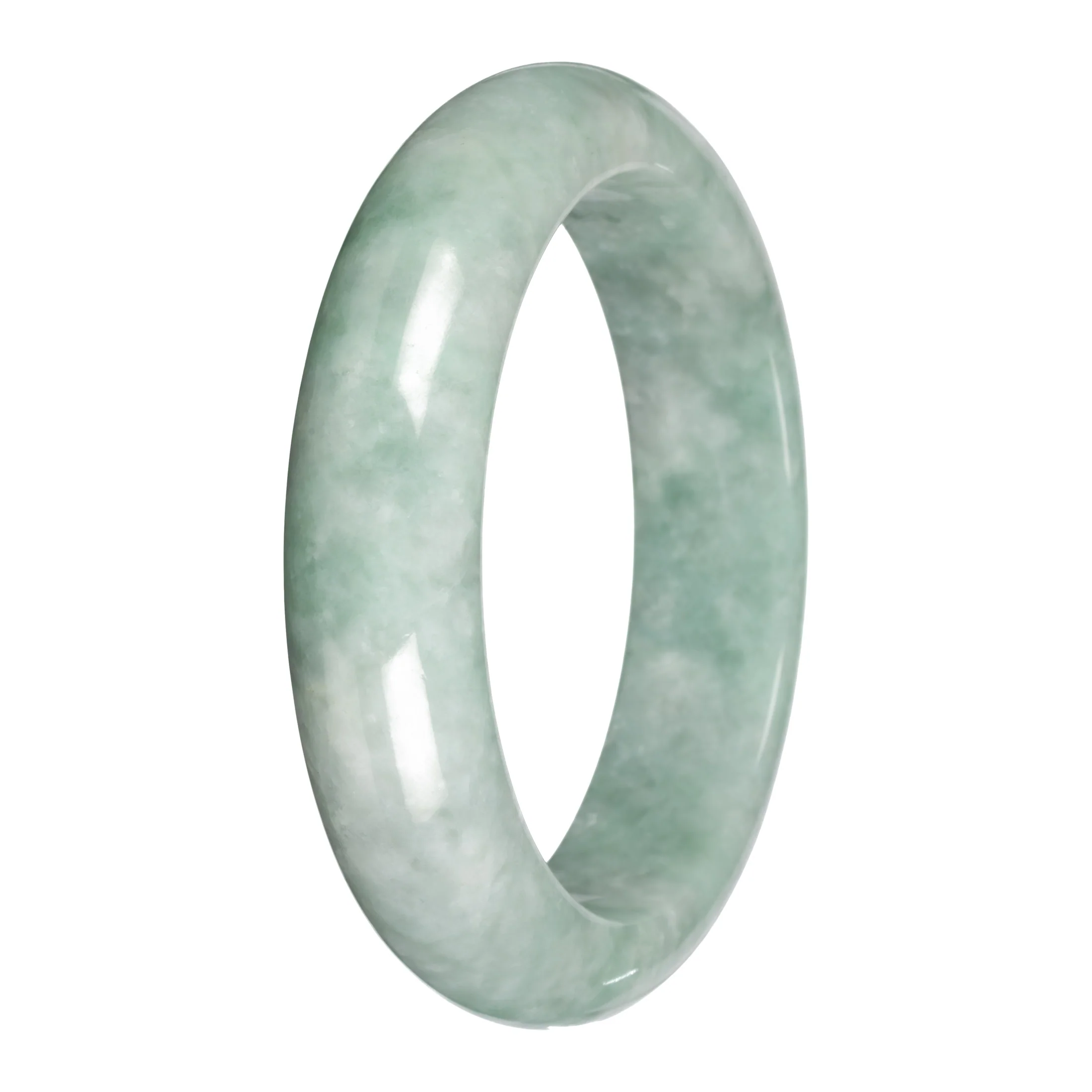 Grade A Green Burmese Jade Bangle - 58mm Half Moon - Image 4