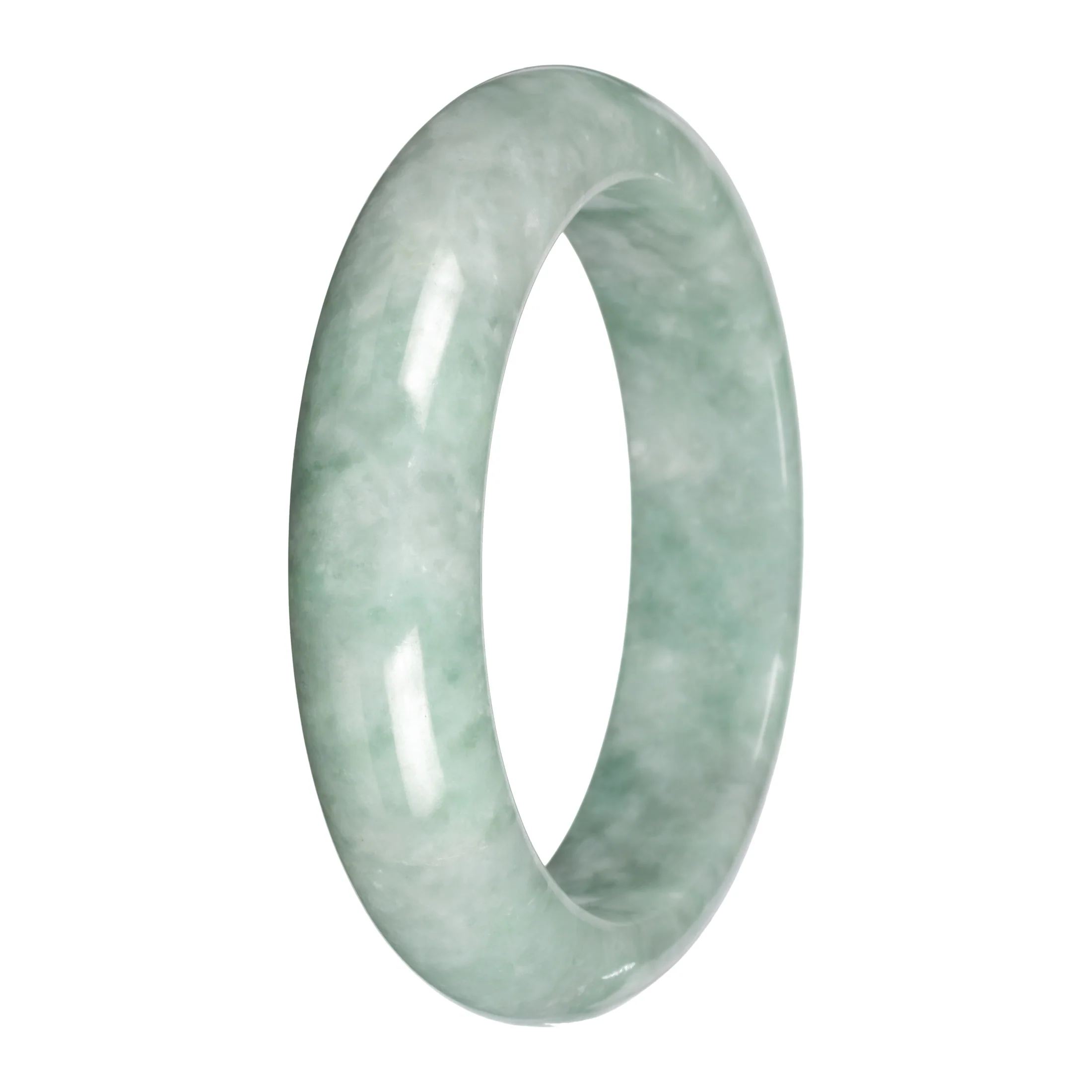 Grade A Green Burmese Jade Bangle - 58mm Half Moon - Image 5
