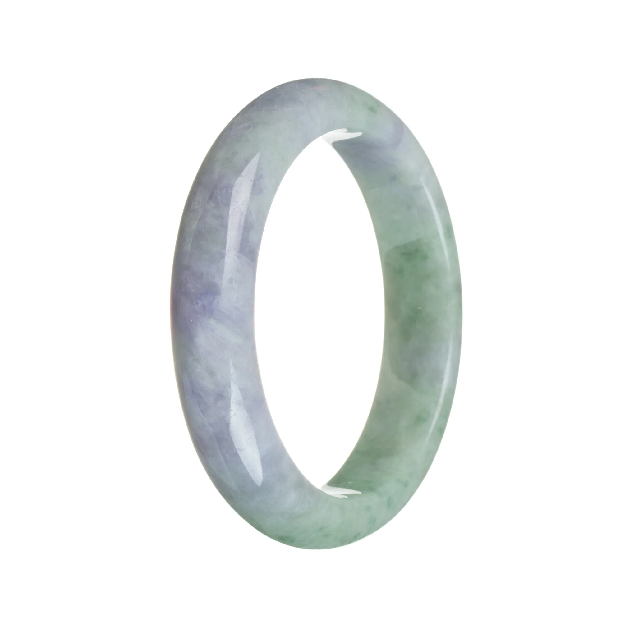 Grade A Green with Lavender Jadeite Bangle - 57mm Half Moon - Image 2