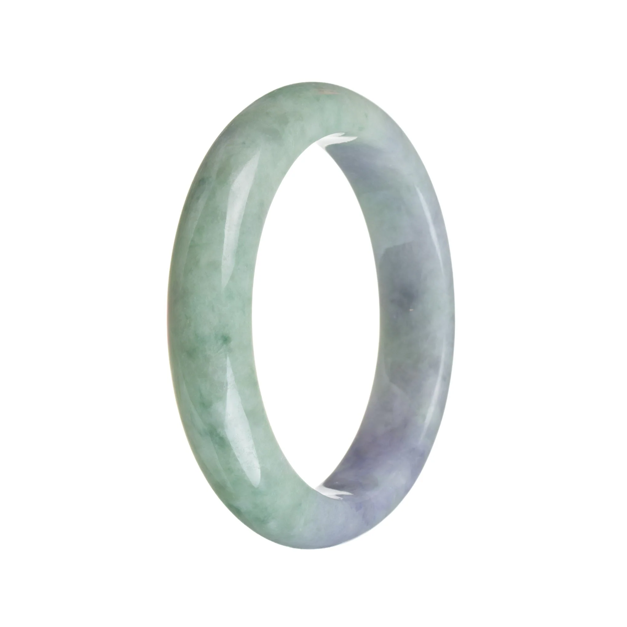Grade A Green with Lavender Jadeite Bangle - 57mm Half Moon - Image 3