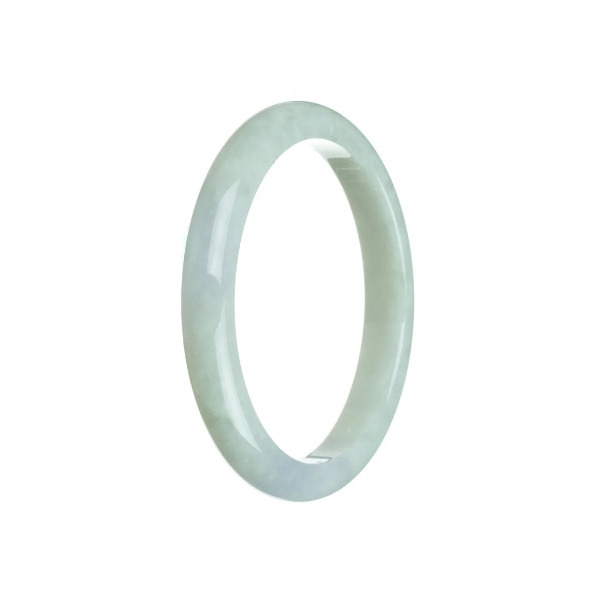 Genuine Grade A Pale Green Jade Bracelet - 56mm Semi Round - Image 2