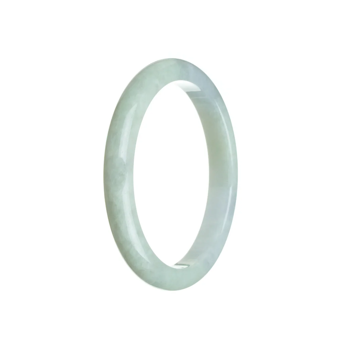 Genuine Grade A Pale Green Jade Bracelet - 56mm Semi Round - Image 3