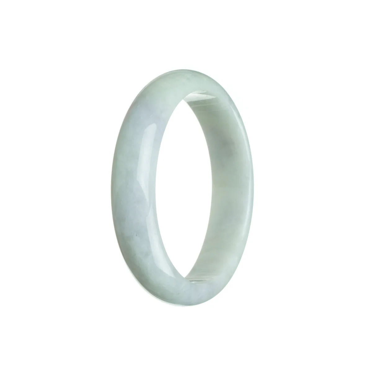 Real Grade A Pale Green with hints of Lavender Jade Bangle Bracelet - 56mm Oval - Image 2