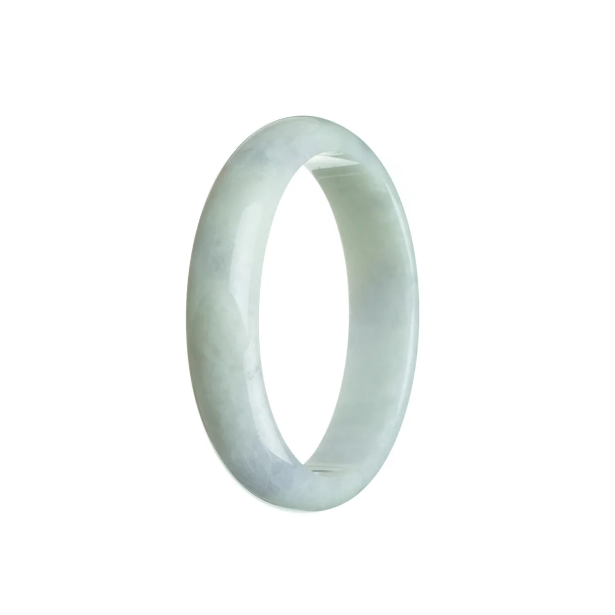 Real Grade A Pale Green with hints of Lavender Jade Bangle Bracelet - 56mm Oval - Image 3
