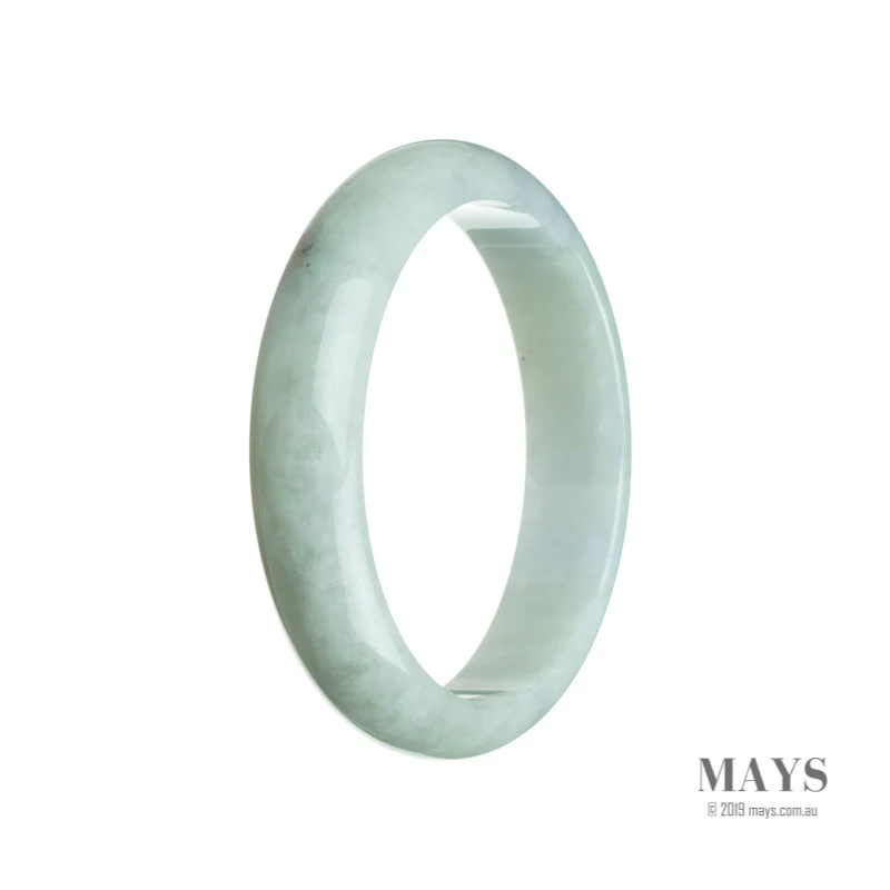 Genuine Grade A Pale Green Jadeite Jade Bangle - 60mm Half Moon