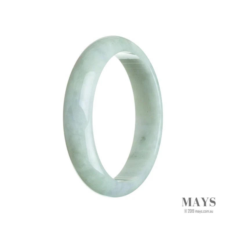 Genuine Grade A Pale Green Jadeite Jade Bangle - 60mm Half Moon - Image 2