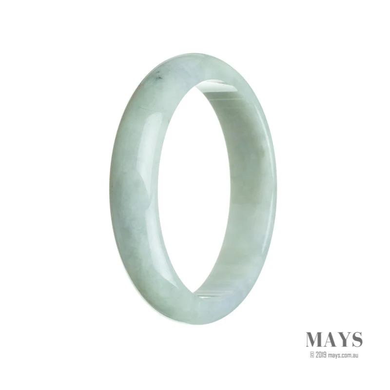 Genuine Grade A Pale Green Jadeite Jade Bangle - 60mm Half Moon - Image 3