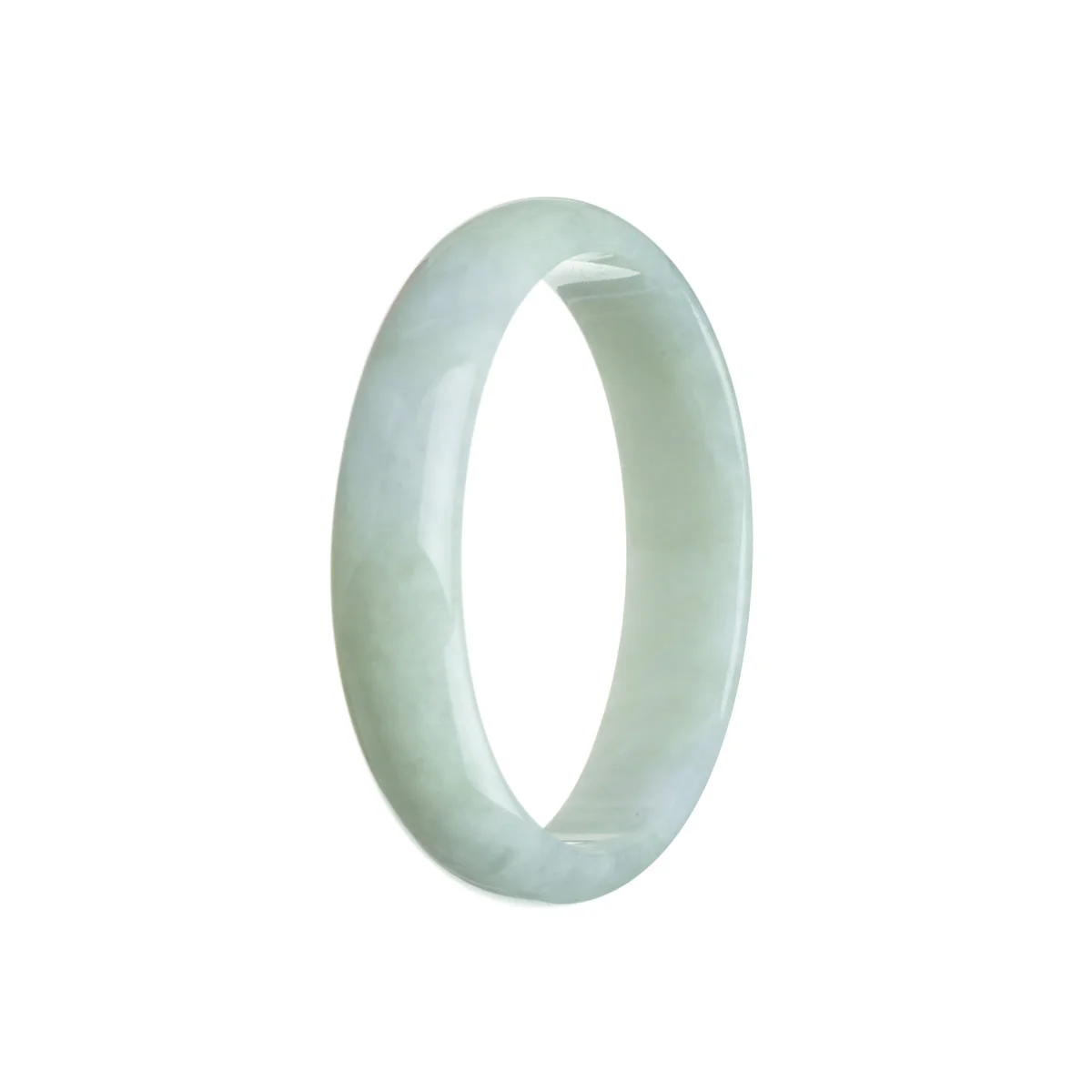 Genuine Grade A Pale Green with hints of Lavender Traditional Jade Bangle - 59mm Half Moon