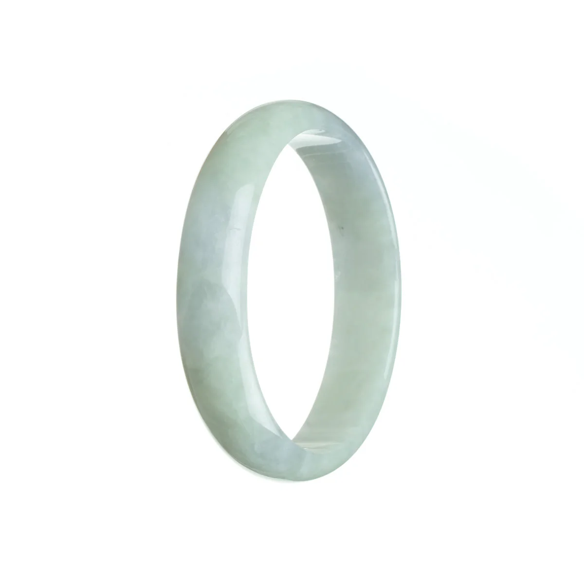 Genuine Grade A Pale Green with hints of Lavender Traditional Jade Bangle - 59mm Half Moon - Image 2