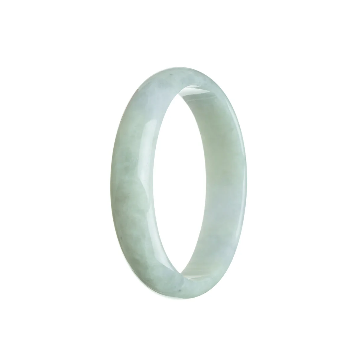 Genuine Grade A Pale Green with hints of Lavender Traditional Jade Bangle - 59mm Half Moon - Image 3