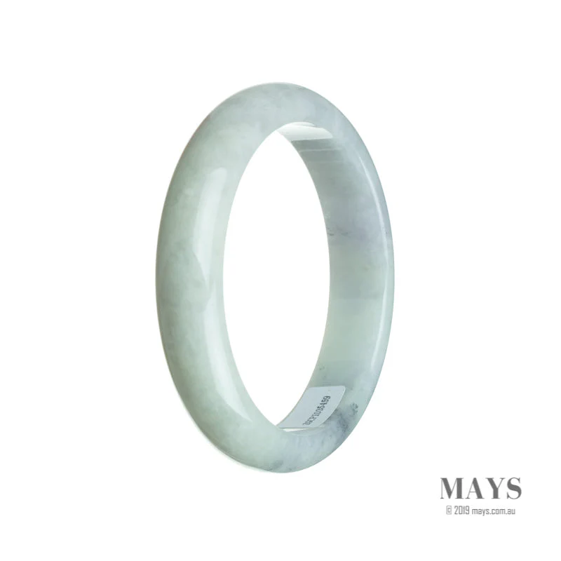 Genuine Grade A Very pale green with hints of Lavender Burmese Jade Bangle - 59mm Half Moon - Image 2