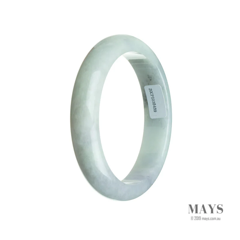 Genuine Grade A Very pale green with hints of Lavender Burmese Jade Bangle - 59mm Half Moon - Image 3