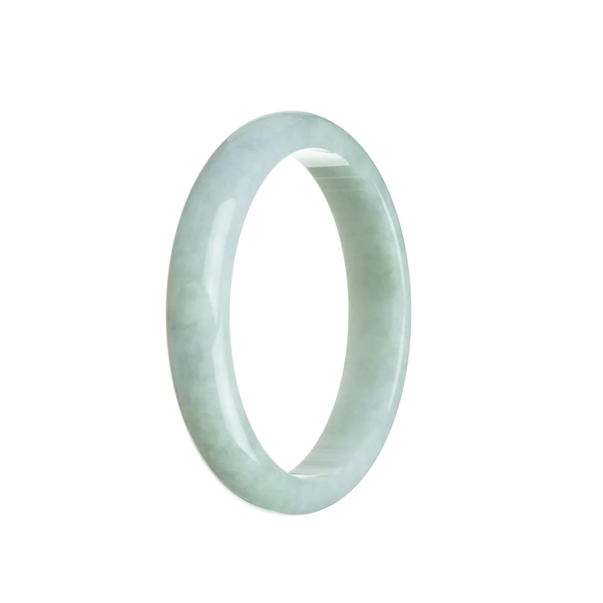 Genuine Grade A Pale Green with hints of Lavender Traditional Jade Bangle Bracelet - 58mm Half Moon
