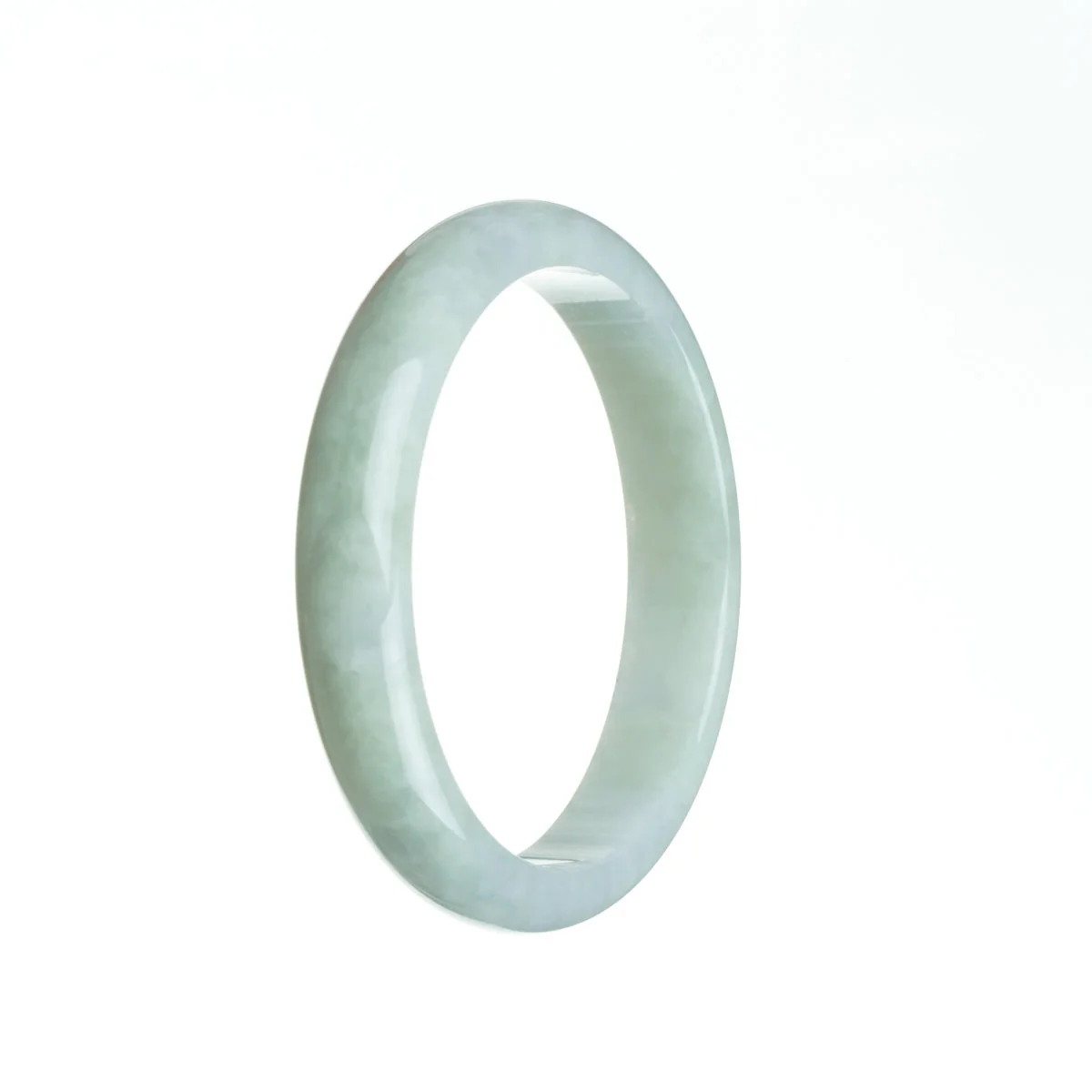 Genuine Grade A Pale Green with hints of Lavender Traditional Jade Bangle Bracelet - 58mm Half Moon - Image 2