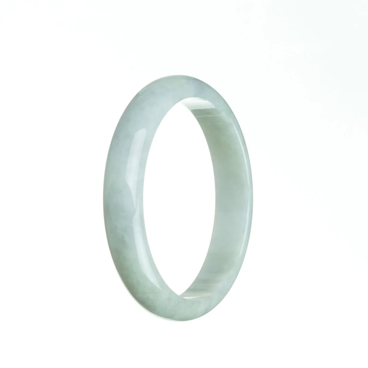 Genuine Grade A Pale Green with hints of Lavender Traditional Jade Bangle Bracelet - 58mm Half Moon - Image 3