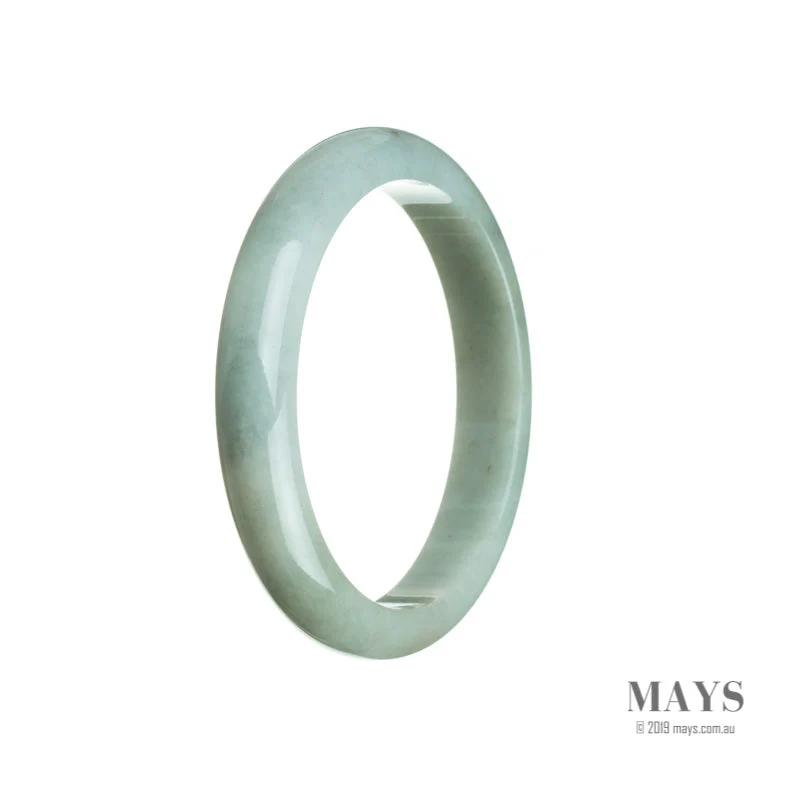 Genuine Natural Pale Green with hints of Lavender Burma Jade Bangle - 57mm Semi Round