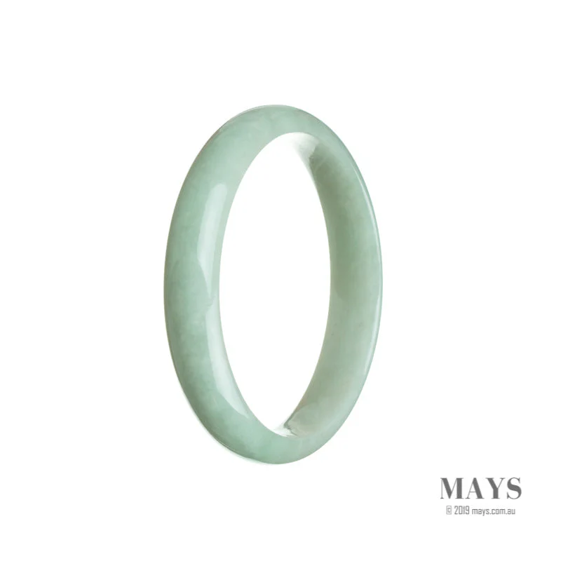 Genuine Grade A Light Green Burmese Jade Bangle - 56mm Half Moon