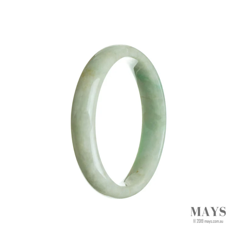 Genuine Type A Light Green Traditional Jade Bracelet - 55mm Half Moon