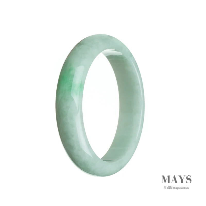 Certified Natural White with green Jadeite Bangle Bracelet - 58mm Half Moon