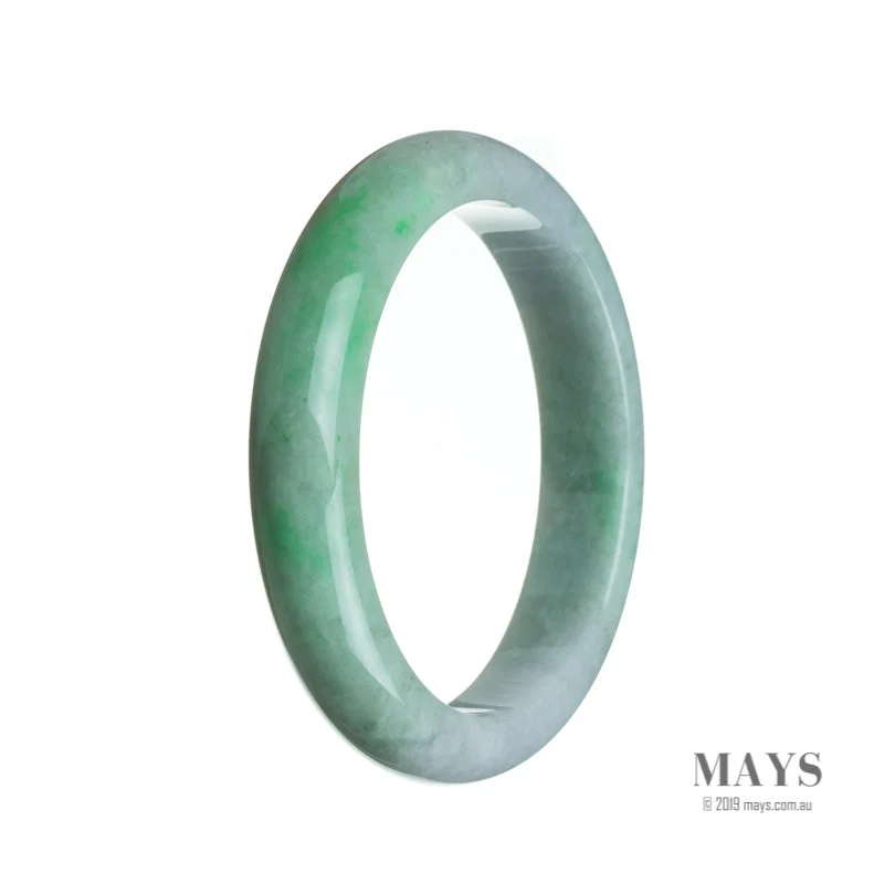 Genuine Grade A White with green Jade Bangle - 62mm Semi Round