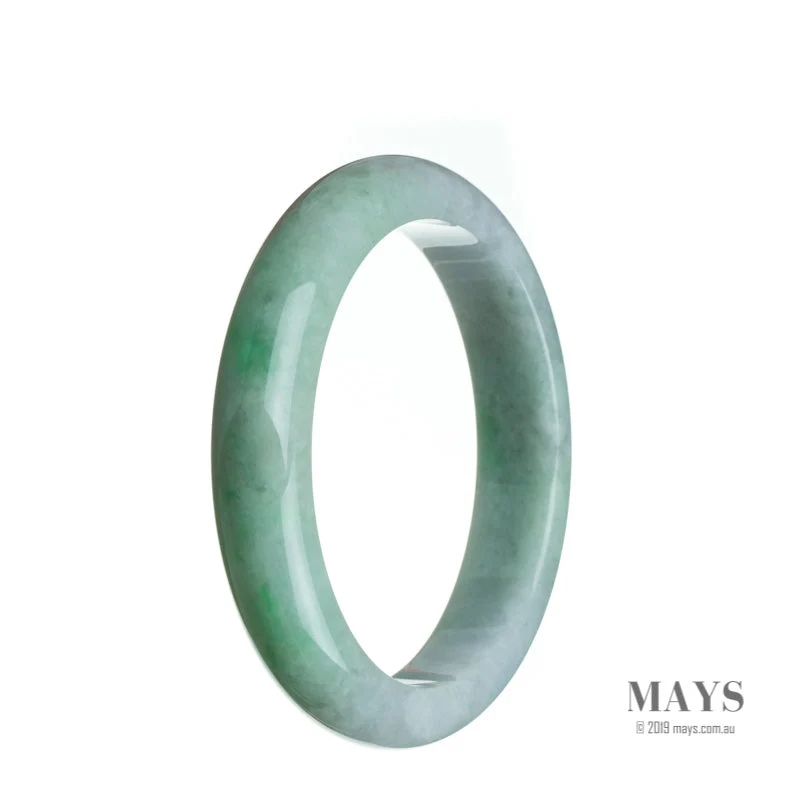 Genuine Grade A White with green Jade Bangle - 62mm Semi Round - Image 3
