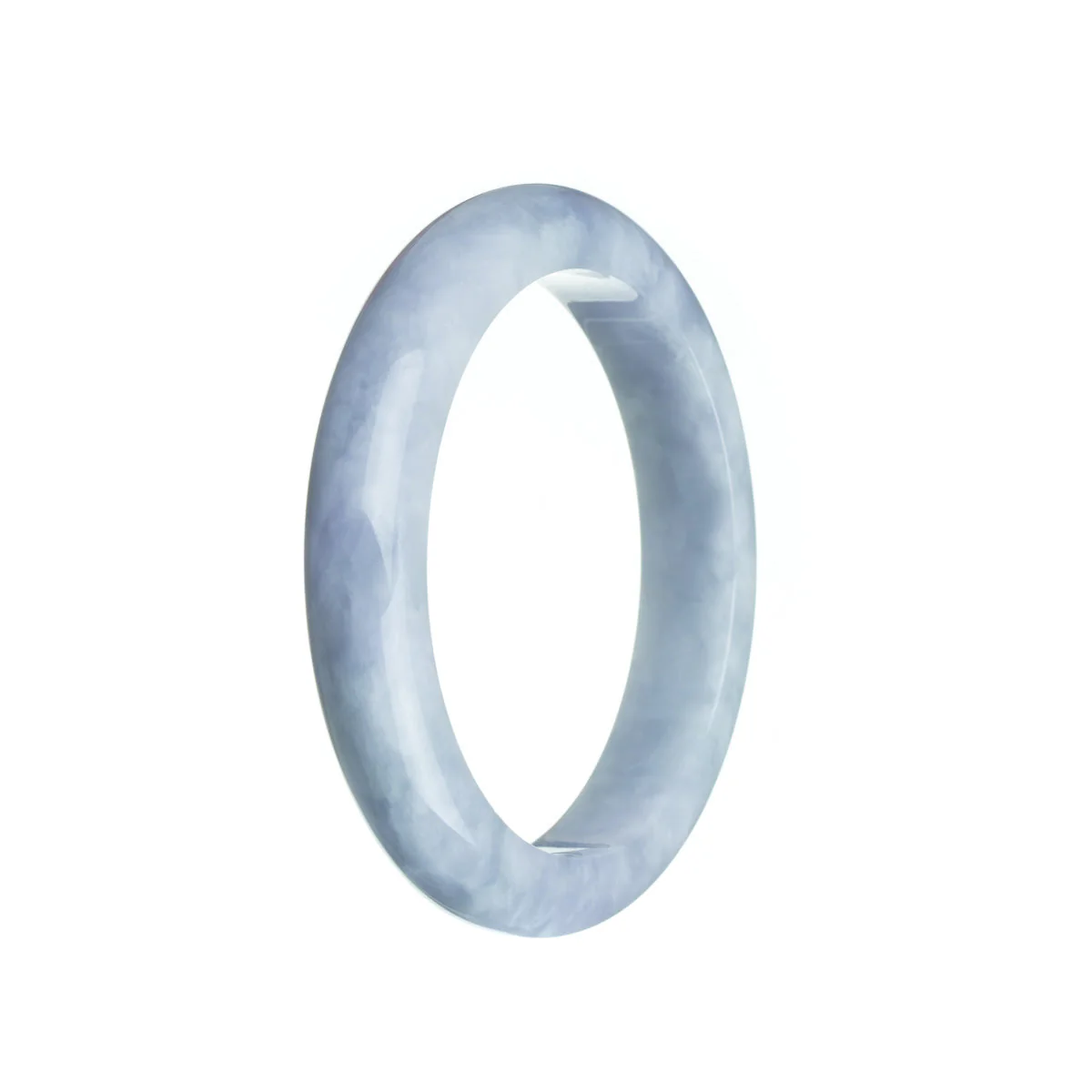 Genuine Type A Lavender Burmese Jade Bracelet - 56mm Semi Round