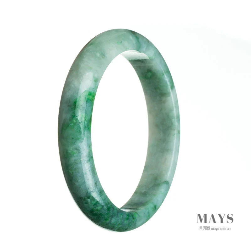 Certified Natural Green Burma Jade Bangle Bracelet - 68mm Half Moon