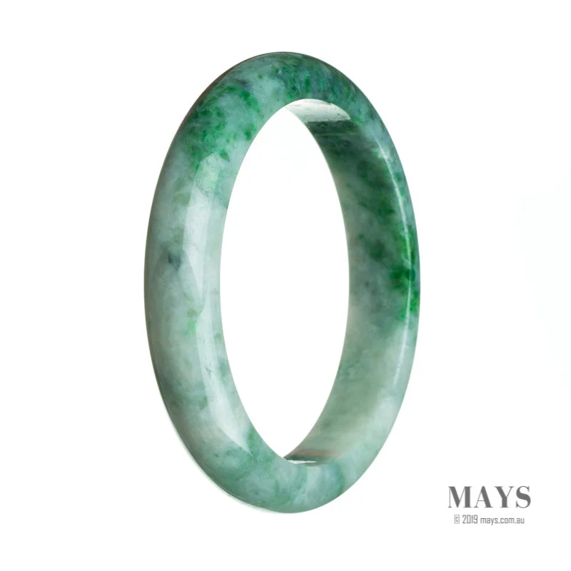 Certified Natural Green Burma Jade Bangle Bracelet - 68mm Half Moon - Image 2