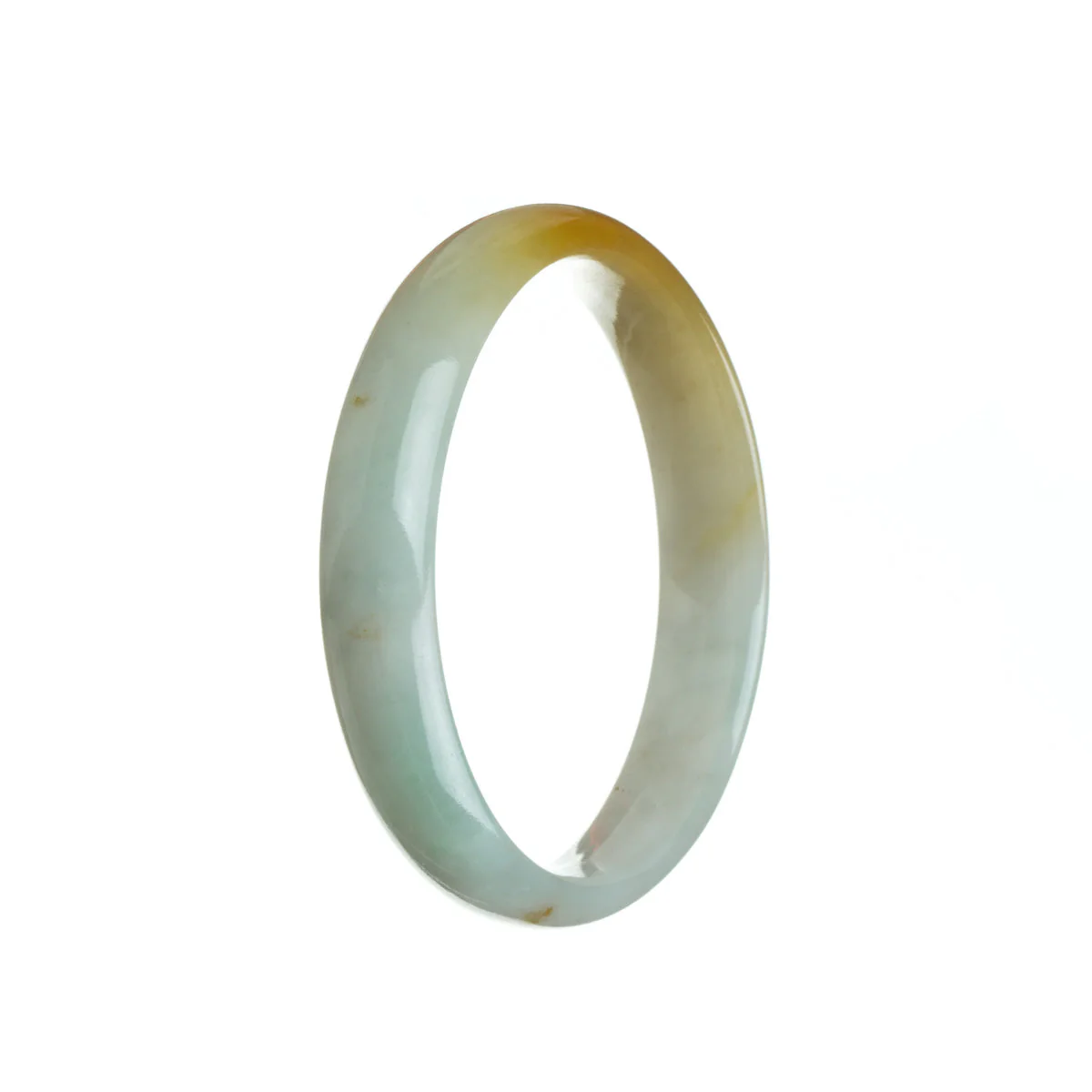 Authentic Type A Pale green with yellow Jadeite Jade Bracelet - 58mm Half Moon - Image 3