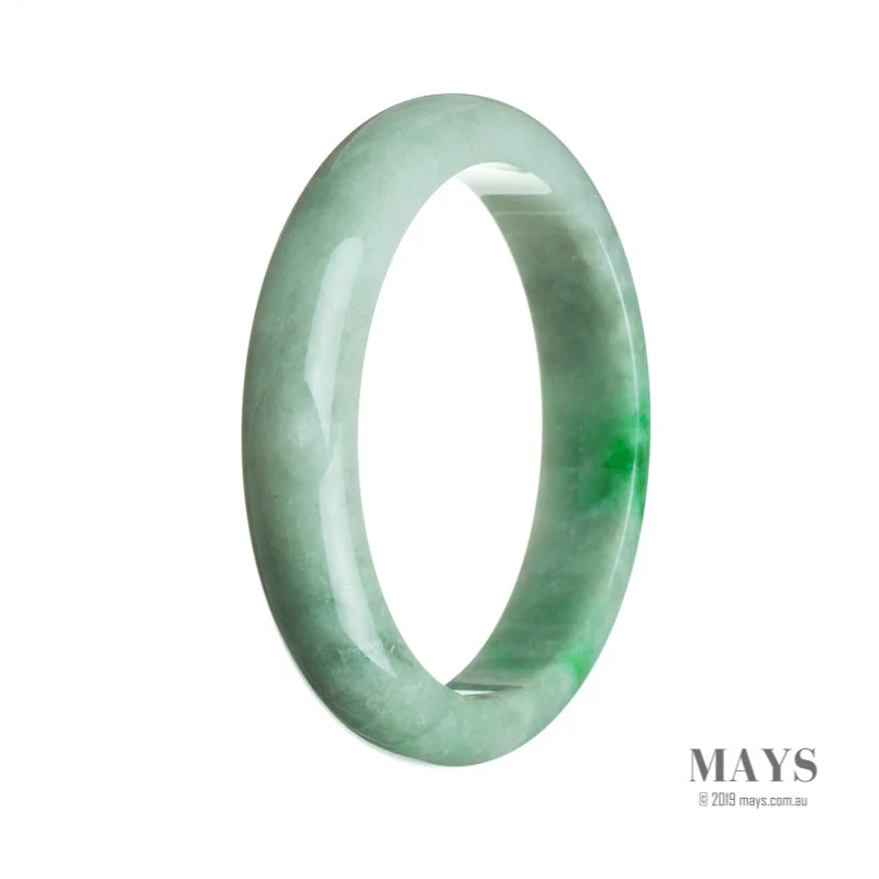 Real Grade A White with green Burma Jade Bracelet - 64mm Half Moon - Image 2
