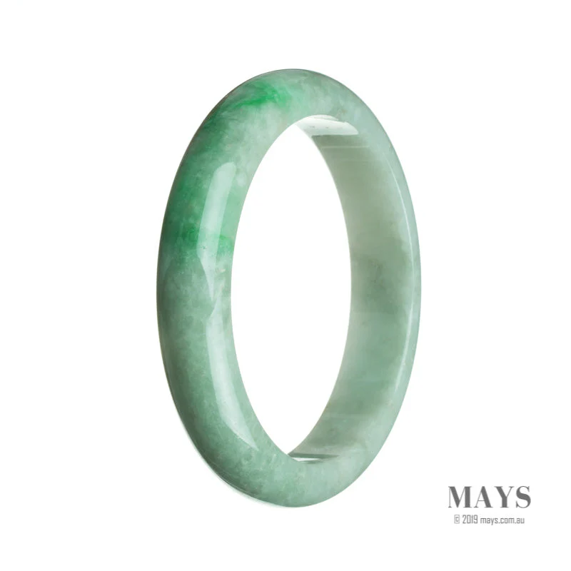 Real Grade A White with green Burma Jade Bracelet - 64mm Half Moon - Image 3