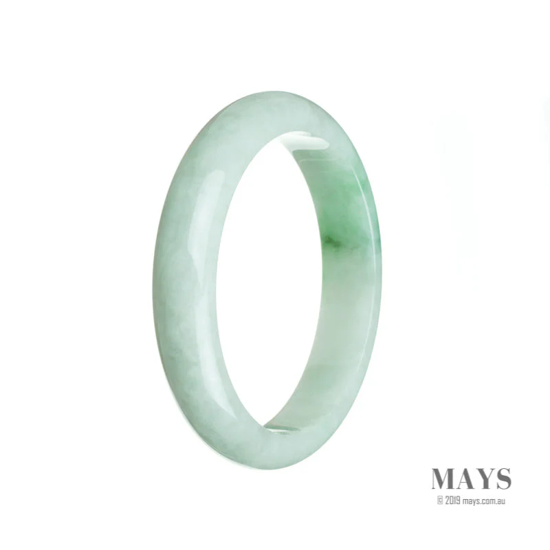 Certified Grade A White with green Burma Jade Bangle Bracelet - 58mm Half Moon - Image 2