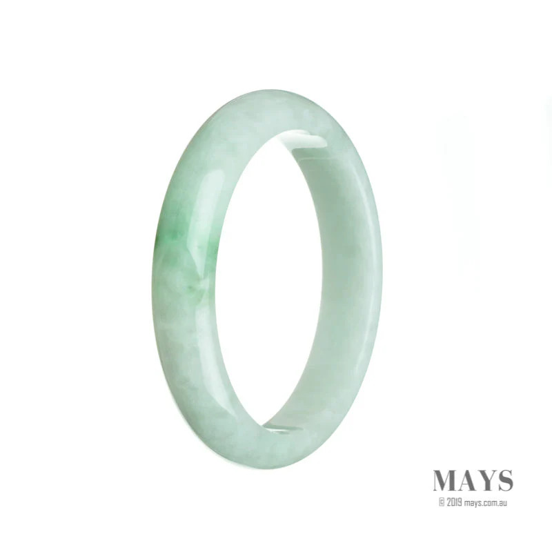 Certified Grade A White with green Burma Jade Bangle Bracelet - 58mm Half Moon - Image 3