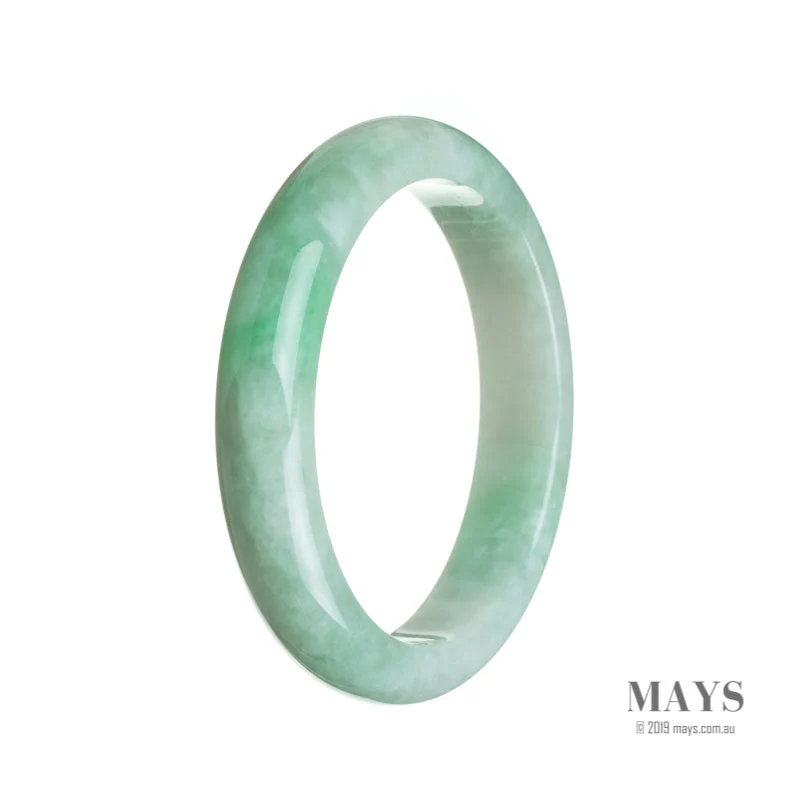 Genuine Grade A White with green Burma Jade Bangle - 61mm Semi Round