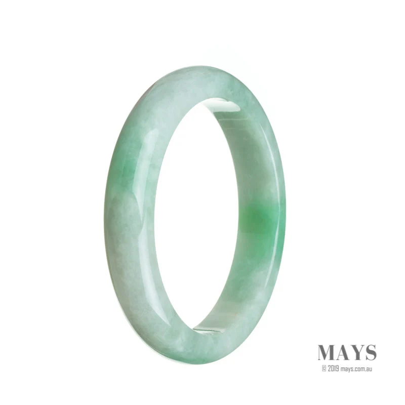 Genuine Grade A White with green Burma Jade Bangle - 61mm Semi Round - Image 2