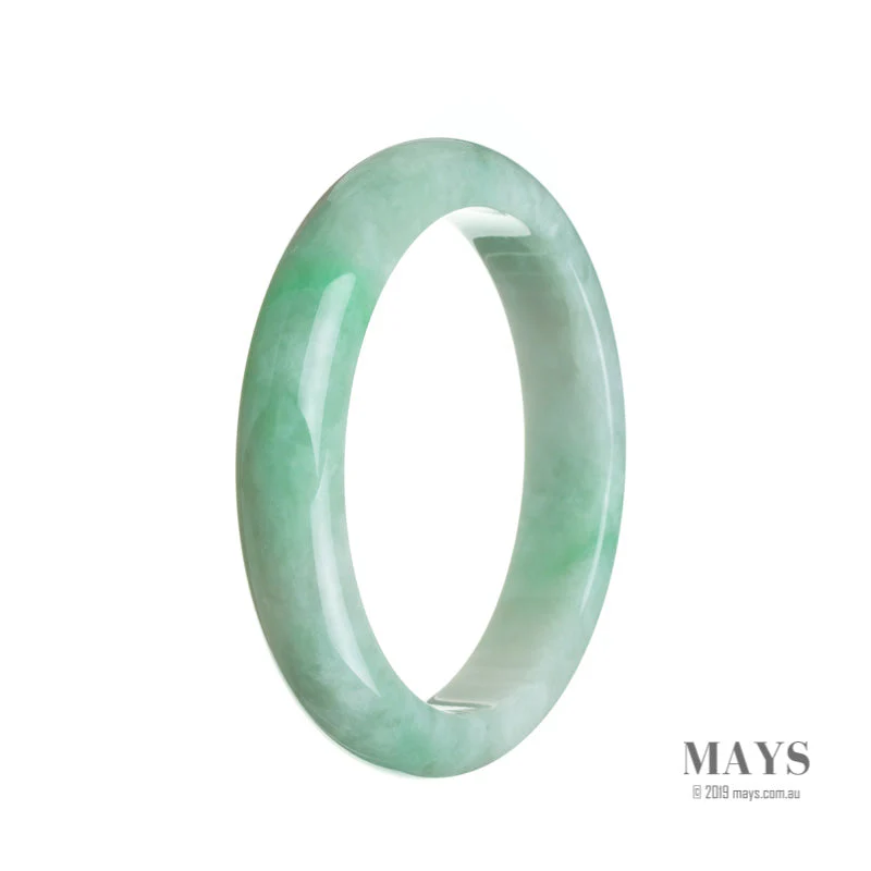 Genuine Grade A White with green Burma Jade Bangle - 61mm Semi Round - Image 3