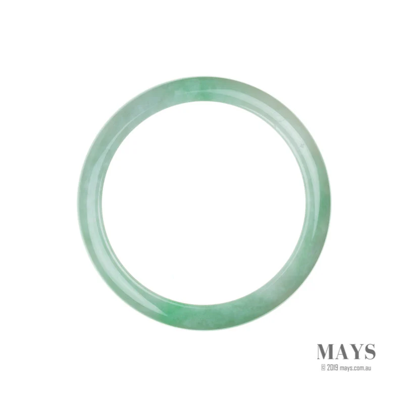 Genuine Grade A White with green Burma Jade Bangle - 61mm Semi Round - Image 4