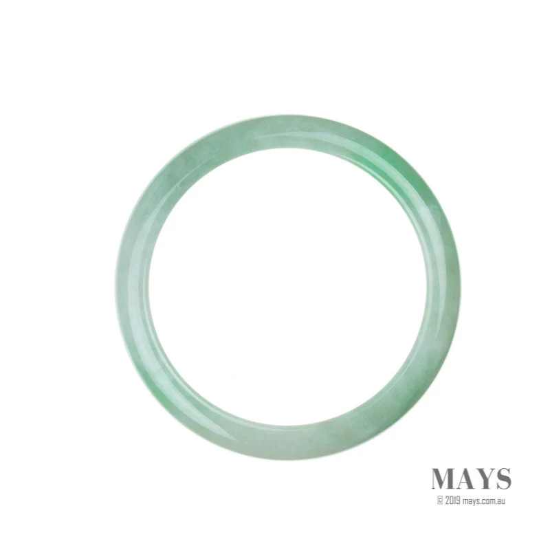 Genuine Grade A White with green Burma Jade Bangle - 61mm Semi Round - Image 5