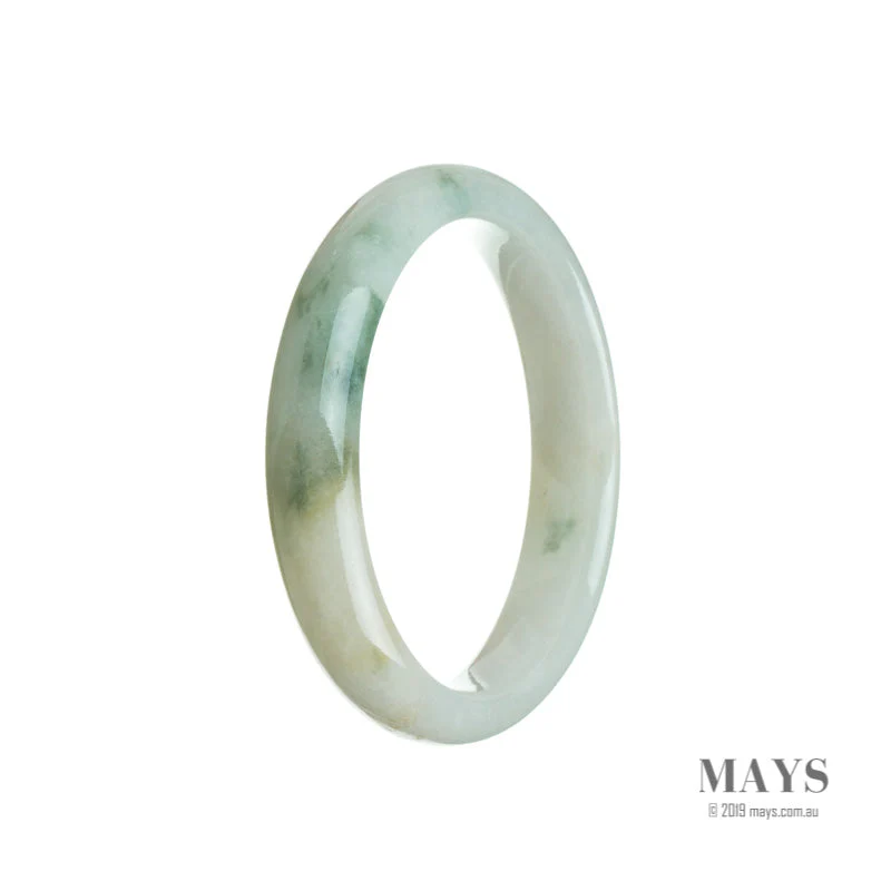 Genuine Grade A White with green Burma Jade Bangle Bracelet - 55mm Half Moon - Image 2